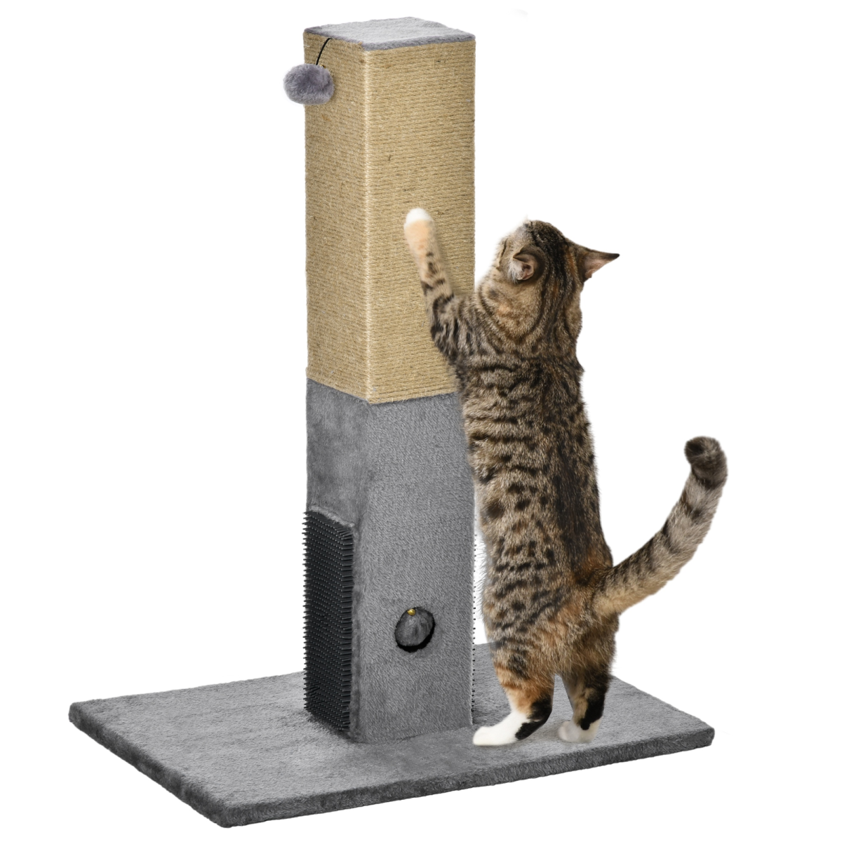 79cm Cat Scratching Post with Hanging Toy - Grey