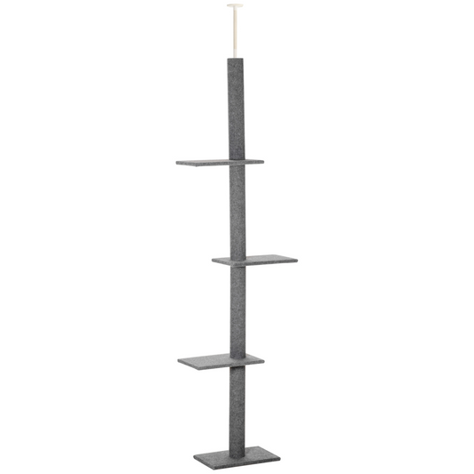 Floor-to-Ceiling Adjustable Cat Tree - Grey