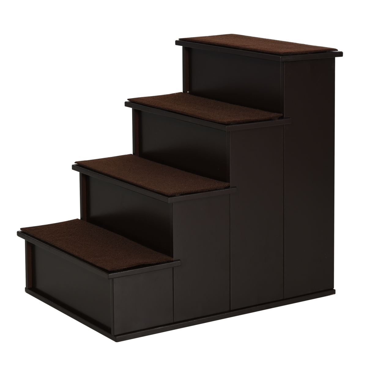 4-Step Wooden Pet Stairs with Plush Cushion
