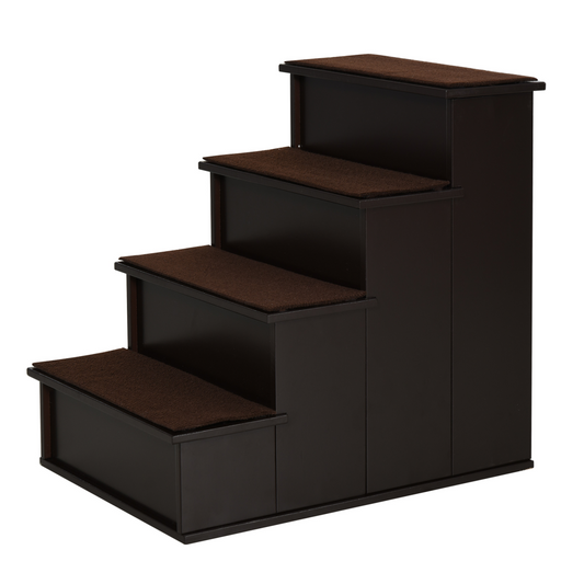 4-Step Wooden Pet Stairs with Plush Cushion