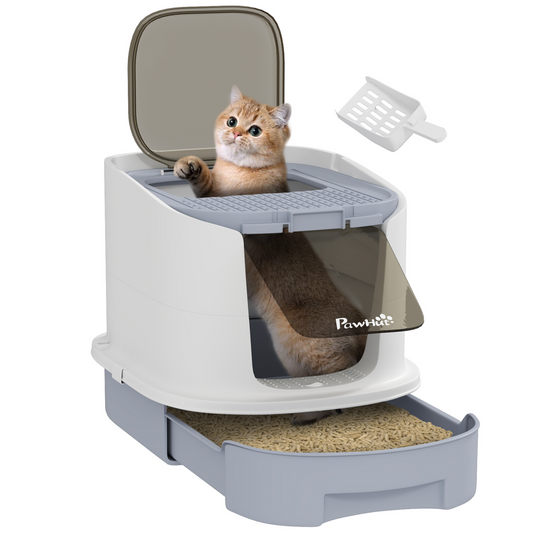 Hooded Cat Litter Box - Grey