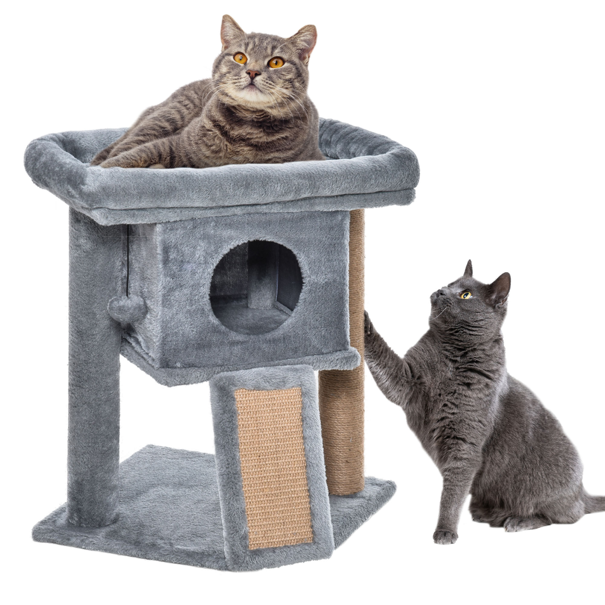 Multi-Level Cat Tree with Cat House - Grey