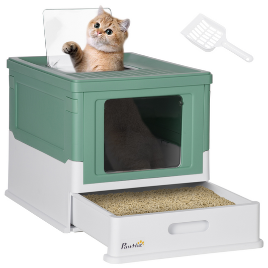 Portable Hooded Cat Litter Box - Green