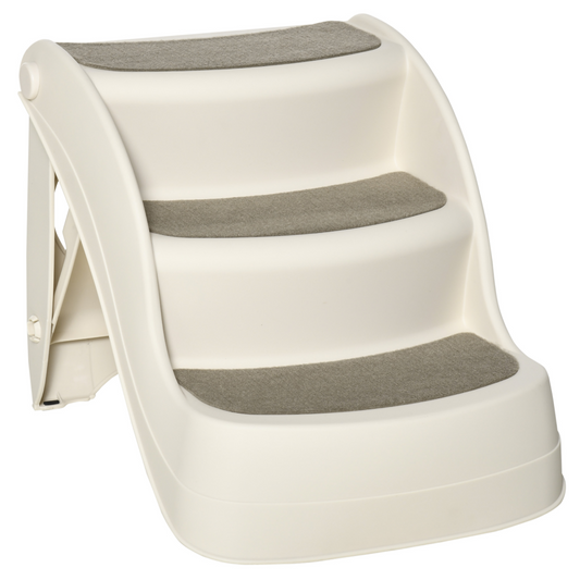 3-Step Non-Slip Pet Stairs - Cream