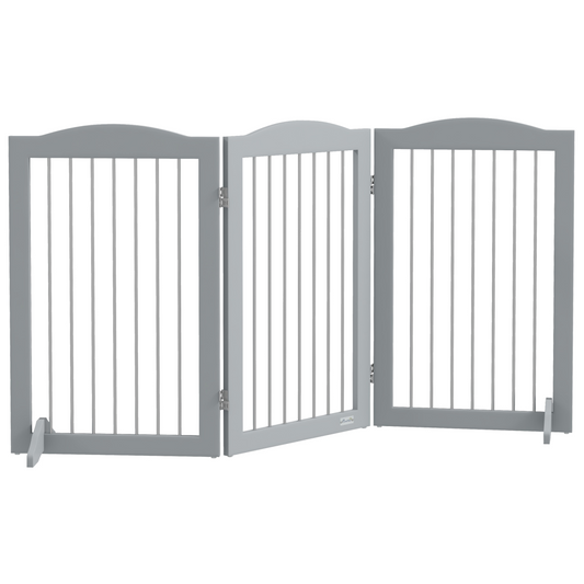Foldable Freestanding Pet Gate - Grey