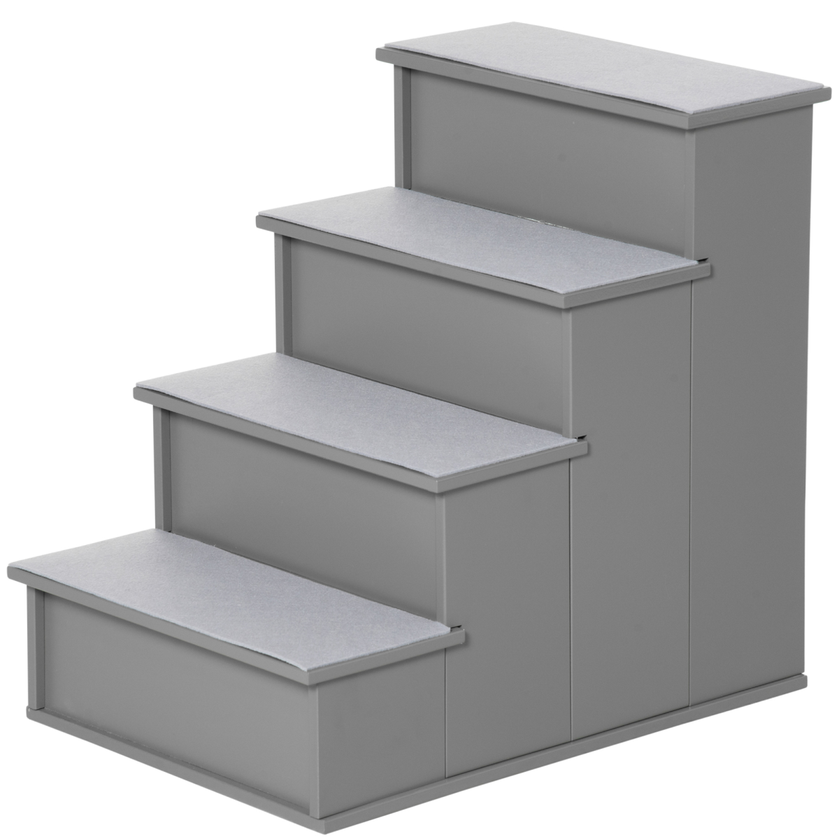 4-Step Wooden Pet Stairs - Grey