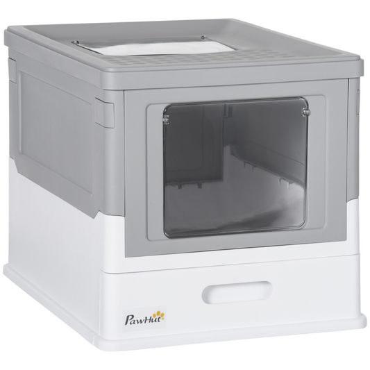 Portable Hooded Cat Litter Box - Grey