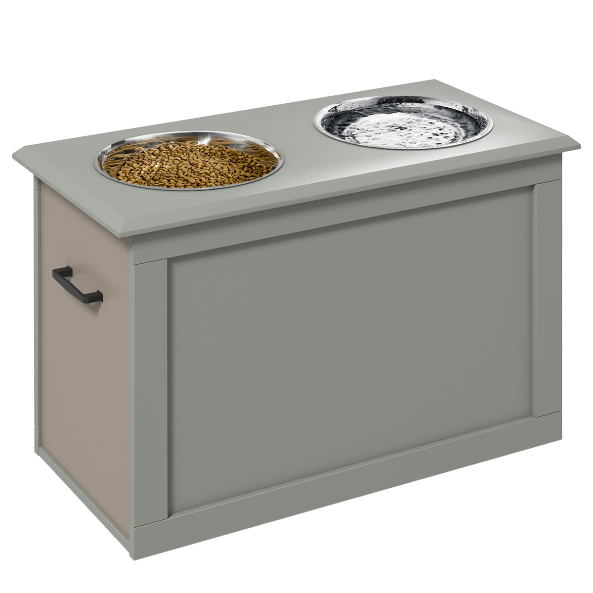 Elevated Dog Bowls with Storage - Grey